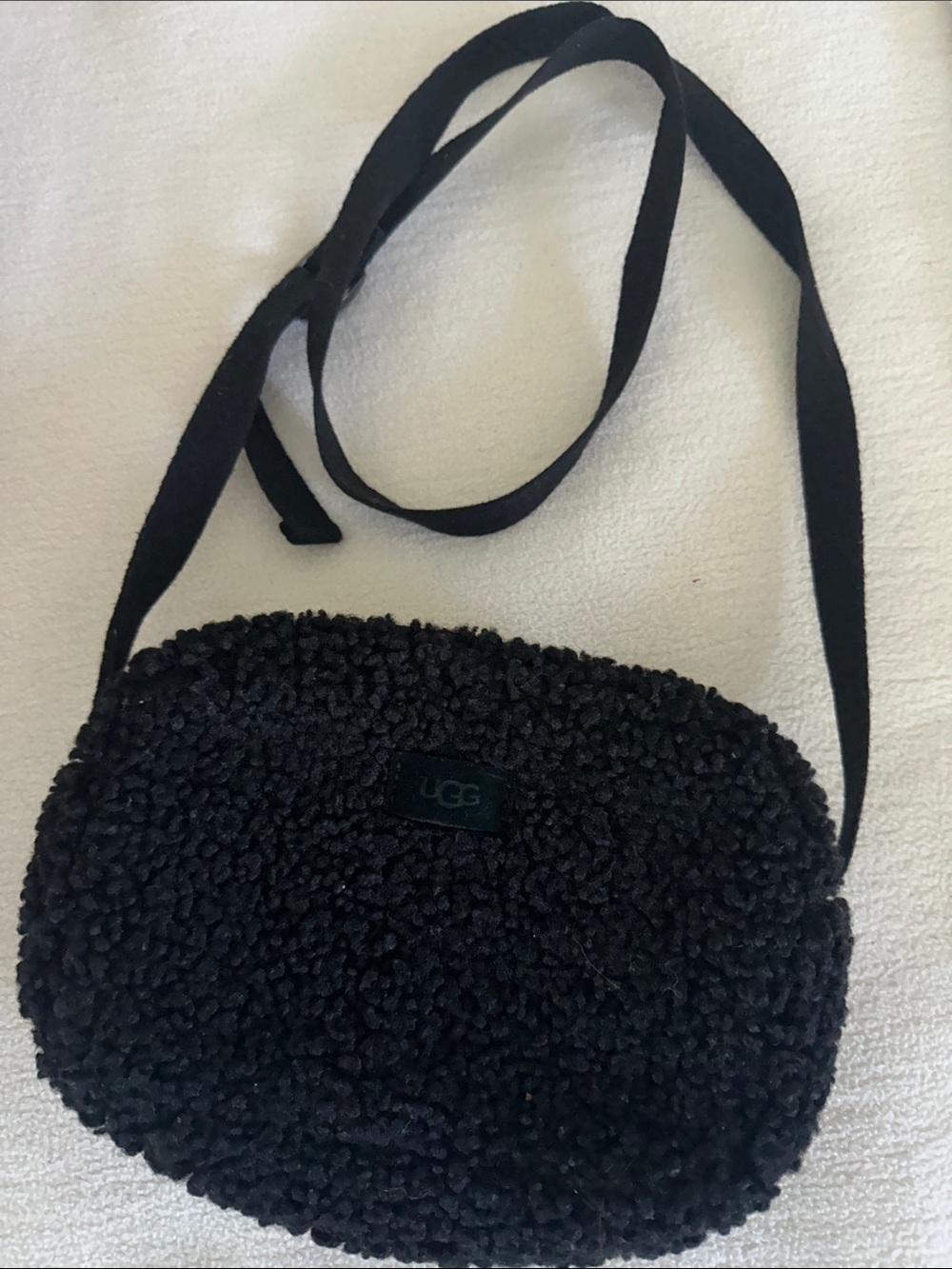 UGG Black Sherpa Crossbody Bag with Adjustable Strap